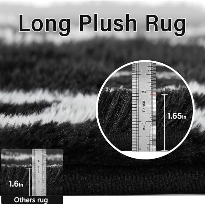 5x8 Checkered Rug for Bedroom Black and White Modern Soft Area Rug Fluffy Non-Slip Carpet for Living Room Playroom Home Aesthetic Decor