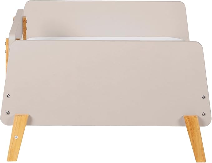 dadada Muse Toddler Bed with 2 Removable Safety Rails. Montessori Bed for Kids. Sturdy Solid Wood Frame, Fits Standard Crib Mattress, Easy to Assemble, Toddler Bed for Boys & Girls - Almond Milk