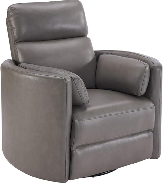 Pemberly Row Modern Leather Charcoal Power Swivel Glider Recliner (Two Pack) with USB Charging Ports for Living Room