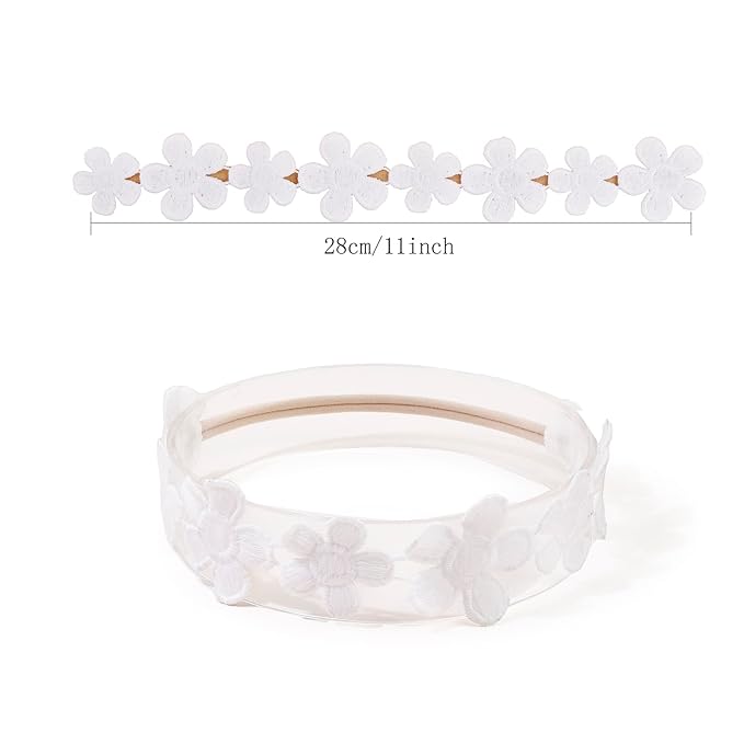 OOSAKU Baby Girl Flower Headbands Set Elastic Floral Headbands 6pcs Soft Nylon Hair Band for Newborn Toddler Hair Accessories (XKFD004)