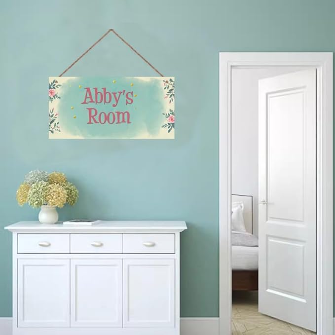 Personalized Flowers Sign Wall Art Décor For Kids Room Custom Name Door Decor, Flowers Floral Nursery Art Plate For Girls Room Boys Bedroom Garden