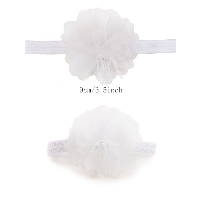 OOSAKU Baby Girl Flower Headbands Set Elastic Floral Headbands 6pcs Soft Nylon Hair Band for Newborn Toddler Hair Accessories (XKFD004)