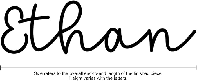 Custom Metal Words - Rounded Handwritten Name Sign - Custom Name Sign Baby - Smooth Laser Cut Script Wall Art for Baby Name, Wedding & Home Decoration Gift