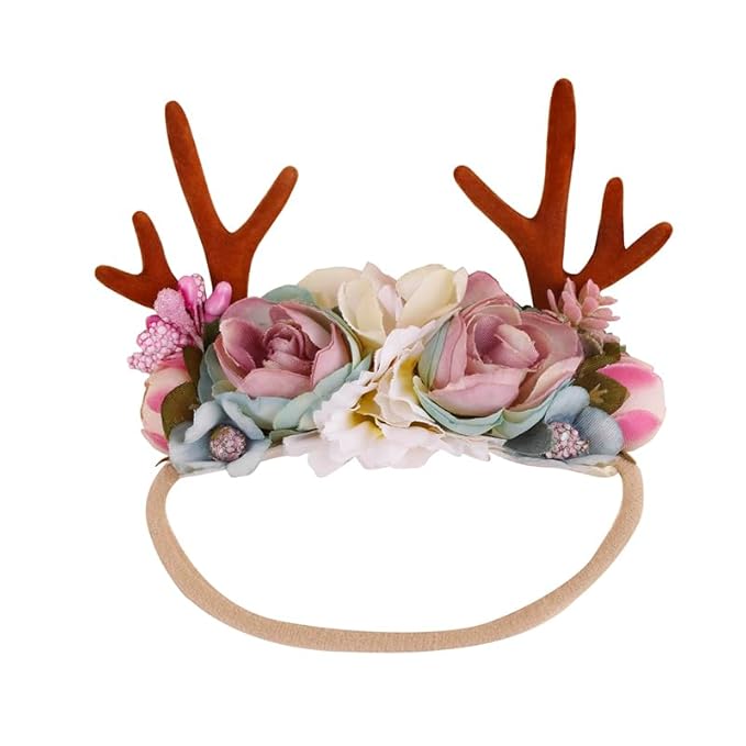 Baby Girl Floral Headband Nylon Flower Crown Elastic Hairband 3pcs Hair Accessories Gift for Girls (shengdan-2)