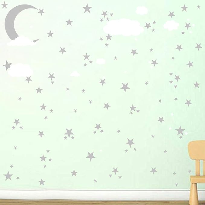 Clouds Decals Moon and Stars Wall Decal Kids Wall Decals Wall Stickers Peel and Stick Removable Wall Stickers Kids Room Decoration Good Night Nursery Decor