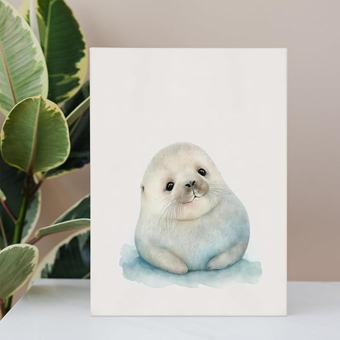 Baby Seal Arctic Animal Wall Art - Seal Nursery Decor for Baby, Child, Kids Room, 11x14 Inch