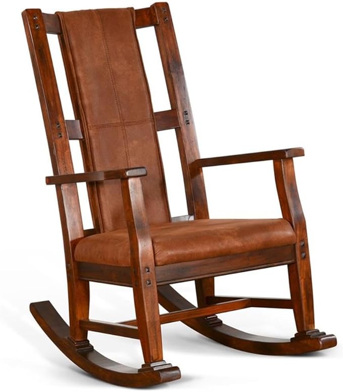Pemberly Row Set of 2 Farmhouse Mahogany Wood Rocking Chair in Dark Chocolate