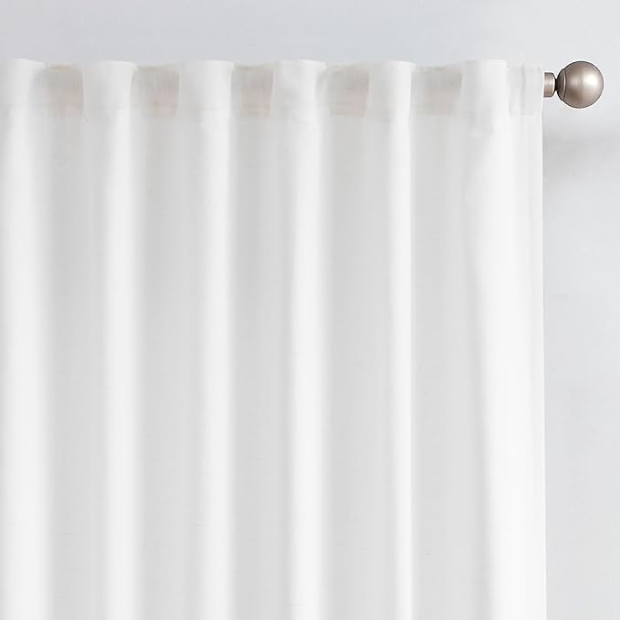 jinchan Linen Curtains with Privacy Lining 108 Inch Length White Farmhouse Closet Lined Drapes for Small Narrow Window Bedroom Living Room Bay Window 2 Panels Rod Pocket Back Tab
