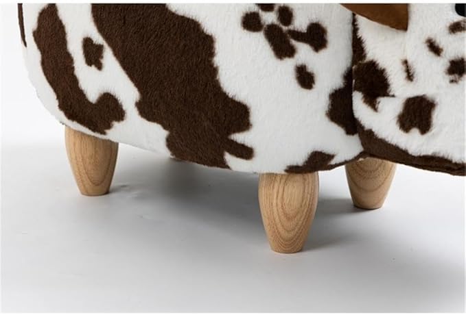 Home 2 Office Cow Ottoman for Kids' Bedroom, Playroom, Nursery, and Living Room, Animal Ottoman with Storage, Footstool for Kids, Brown Cow Print