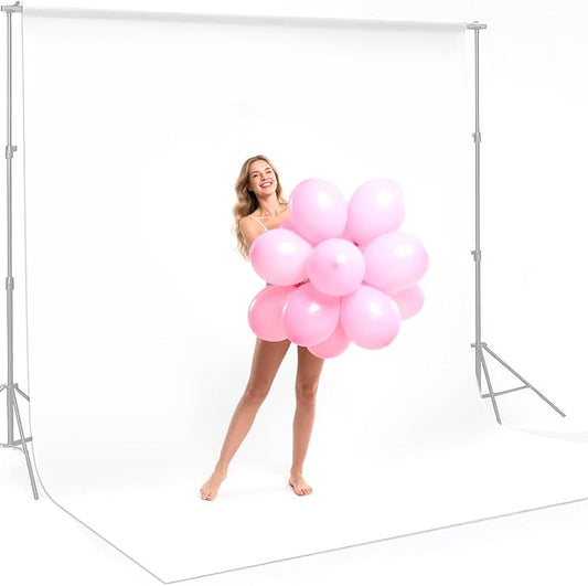 10x20ft White Backdrop for Photography, Dual-Size Dual-Pocket Design Photo Booth Background for Portrait Photoshoot, Party and Video with Both Options of 10 feet and 20 feet in Width