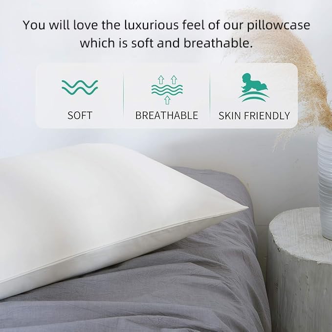 Lofe Organic Cotton Pillow Case - One Pack 16"x 22" Kids Pillow Cover - 300 TC Thread Count - Soft, Safe and Hypoallergenic - Off White