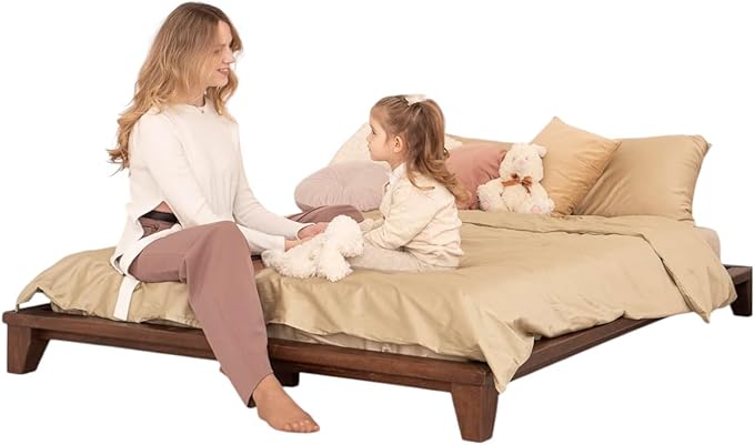 BUSYWOOD Japanese Style Bed Frame - Twin Toddler Bed Frame with Legs - Toddler Full Size Bed - Bed Base Queen - Solid Wood Platform Bed King - Bed Frame Wood - Platform Toddler Bed - Low Bed Frame