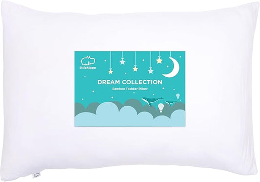 LittleHippo Toddler Pillow (13x18) with Viscose Derived from Bamboo Pillowcase - Hypoallergenic Toddler Pillow for Sleeping, Kids Pillow, Travel Pillows, Mini Pillow, Toddler Bed Pillow (White)