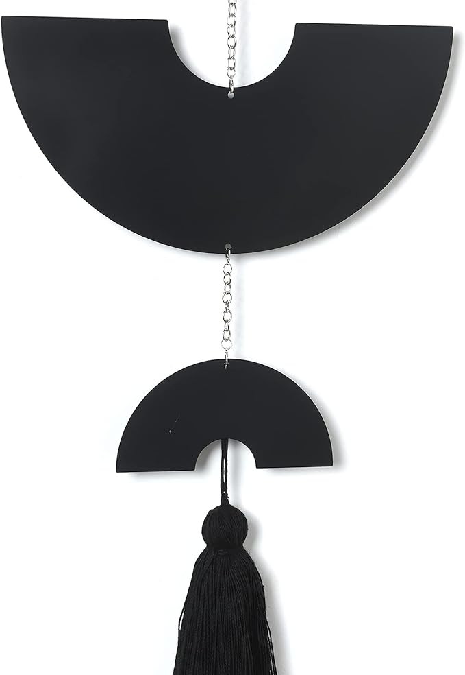 Black Metal Wall Decor Wall Hanging Metal Wall Art Tassel Living Room Bathroom Modern Home Room Decor 31" H