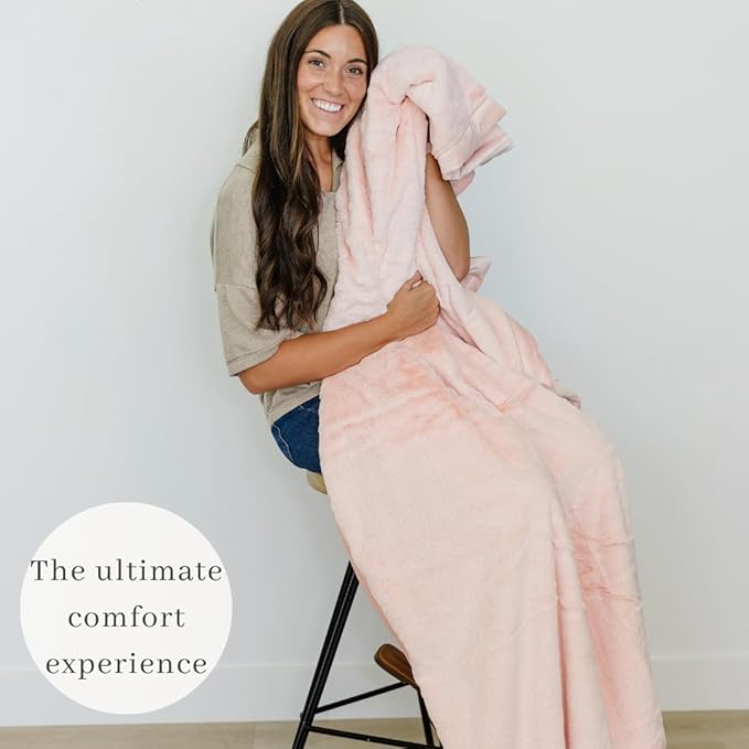 SARANONI Oversized Luxury Blanket | Breathable Super Soft, Lush, Plush Comfy Blankets for Adults | Peach Blush - X-Large 60” x 80”