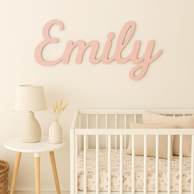 STRONGUS Personalized Wood Name Sign – Custom Nursery or Family Wall Décor – Baby Name Sign, Kids Room or Home Sign – Choose Font & Size – Rustic Wooden Gift (1rd line of text)