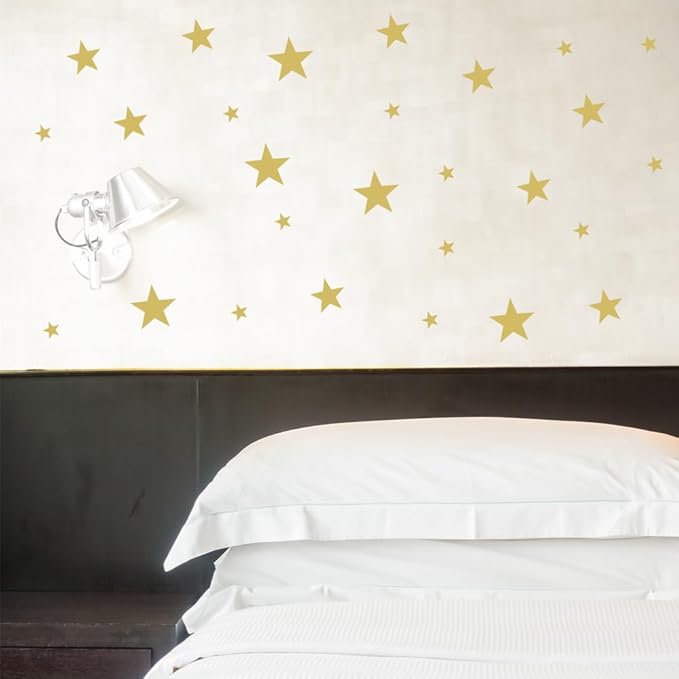155 Pcs Gold Star Wall Decals - Decorative Stickers for Nursery, Kids Room, Bedroom (1-4 Inch, Mix Sizes)