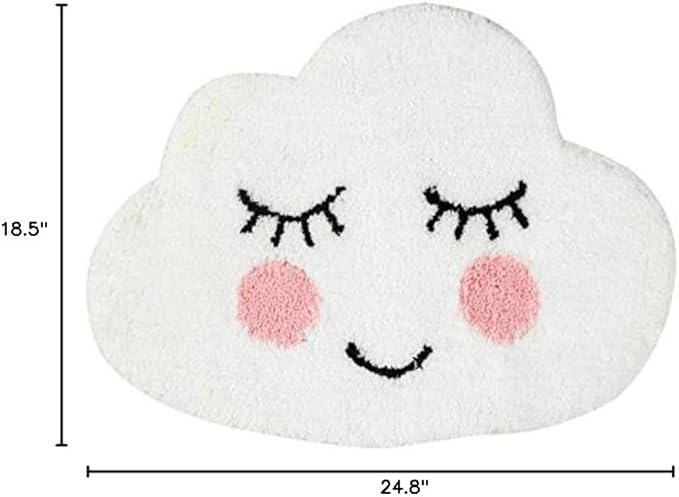 Playtime Cozy Cute Cloud Shaped Bedroom Bathroom Doorway Kitchen Floor Rug Carpet Water Absorption Non-Slip mat for Bath Room (White, 63x47cm)