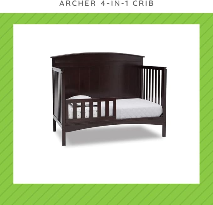 Toddler Bed Safety Guard Rail Compatible with Delta Children Convertible Cribs - Solid Wood Rail for Convertible Crib to Toddler Bed Conversion - Safety Guard Rail (Dark Chocolate - 207, #0080)