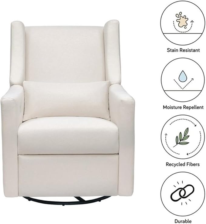 babyletto Kiwi Eco-Weave Polyester Fabric Power Glider Recliner with Electronic Control, Built-in USB Port, Push-Button Controls, Smooth Swivel Motion, in Cream Finish