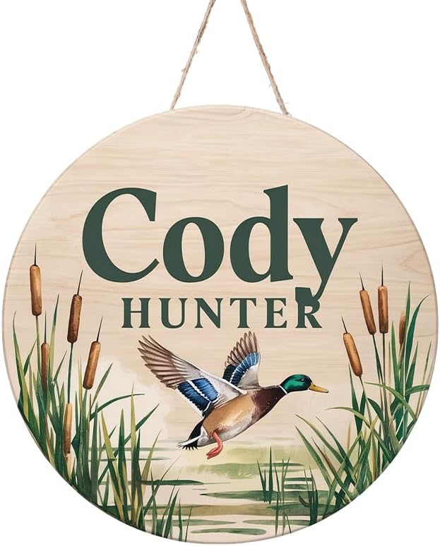 Personalized Wooden Name Signs for Nursery, Mallard Duck Sign for Baby Door Decor, Newborn Gifts for Boy, Boys Nursery Wall Bedroom Decorations, Mother's Day Gifts for New Mom Dad Gift