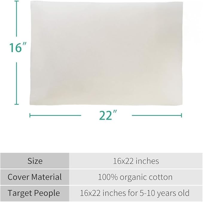 Lofe Organic Cotton Pillow Case - One Pack 16"x 22" Kids Pillow Cover - 300 TC Thread Count - Soft, Safe and Hypoallergenic - Off White