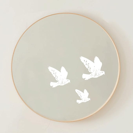 White Floral Bird Mirror Decals - Elegant and Versatile Vinyl Stickers for Mirrors, Walls, Doors, Windows Easy to Apply and Remove Nursery Living Room Laundry Kitchen