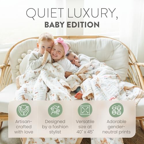 Organic Cotton Muslin Baby Blanket for Boys and Girls - Luxurious Soft Toddler Quilt for Swaddling - Gender Neutral Blanket - Baby and Toddler Gift - Animal Pirates