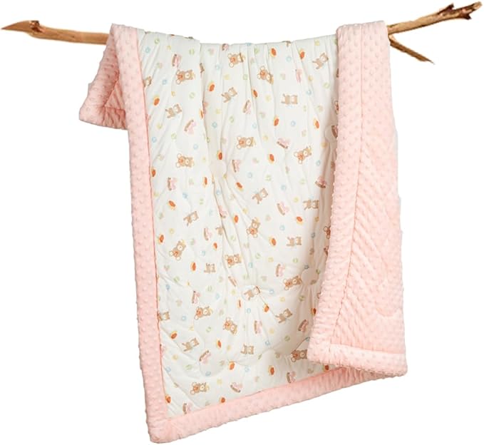 Cuite Pumpkin Baby Toddler Bed Comforter, Down Alternative Toddler Comforter All Season,Quilted Toddler Blanket for Daycare,Baby Kids Crib Quilt for Girls(47x 59 Pink)