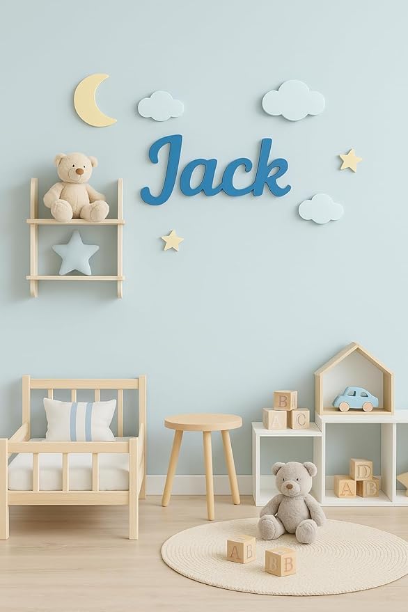 STRONGUS Personalized Wood Name Sign – Custom Nursery or Family Wall Décor – Baby Name Sign, Kids Room or Home Sign – Choose Font & Size – Rustic Wooden Gift (1rd line of text)