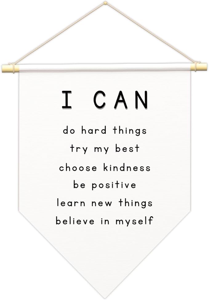 Positive Affirmations Wall Art for Kids,I Am Enough,Inspirational Classroom Decor, I Am Kind Smart Brave Loved Nursery Banner, Bedroom Hanging Sign,Nursery Motivational School Wall Decor-B13