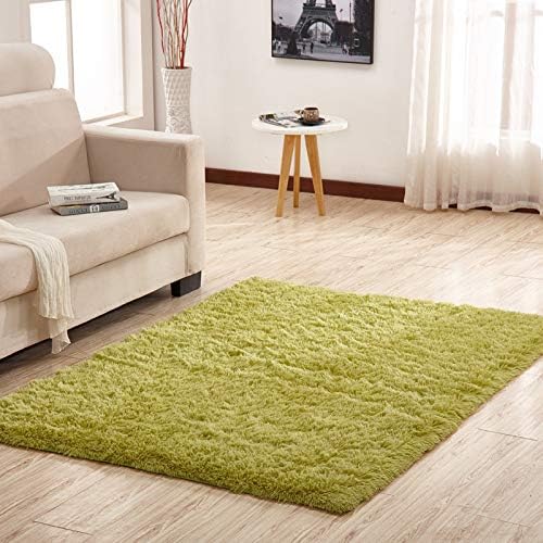 Merelax Soft Modern Indoor Large Shaggy Rug for Livingroom Bedroom Dorm Kids Room Home Decorative, Non-Slip Plush Fluffy Furry Fur Area Rugs Comfy Nursery Accent Floor Carpet 3x5 Feet, Green