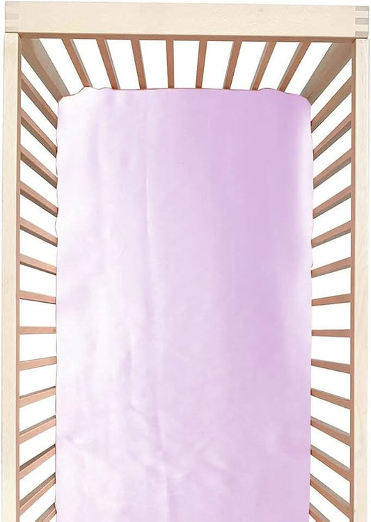 100% Mulberry Silk Crib Sheet for Baby Hair, Standard Crib Mattress Sheet for Boys & Girls, Soft Smooth Breathable Baby Crib Fitted Sheets 28x52, Lavender