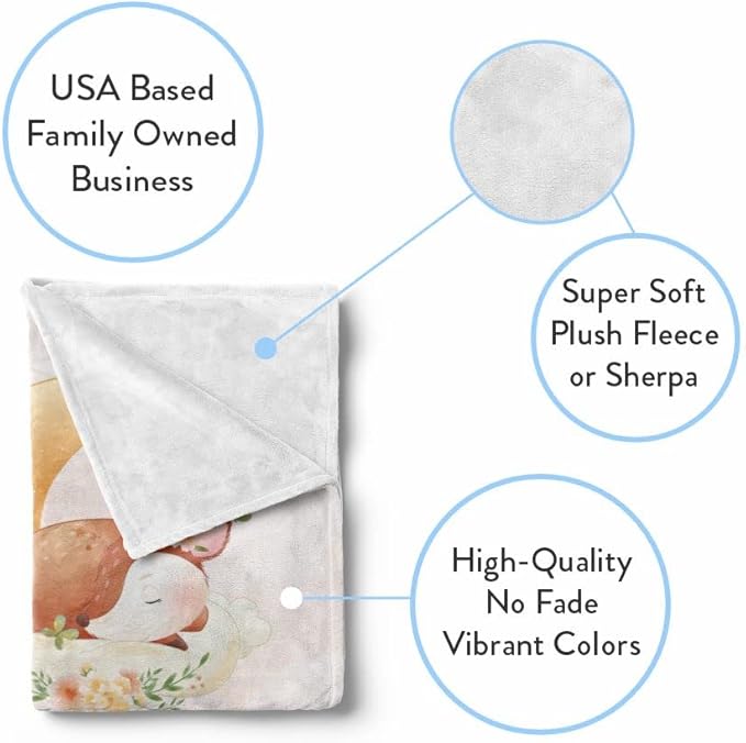Custom Baby Blankets with Name | Personalized Fawn Newborn Blanket for Baby Girl and Baby Boy | Unisex Warm Soft Sherpa Swaddle Blanket Minky | (Fawn, Sherpa 50"x60")