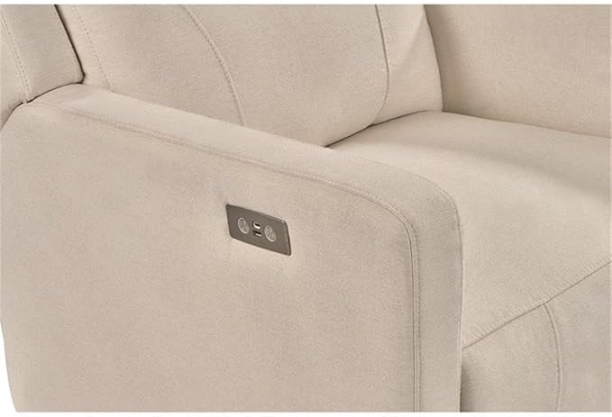 Pemberly Row Premium Fabric Glider Power Recliner Nursery Rocking Chair for Living Room, Kids Room, Rocker Swivel Recliner with USB Port in Tan Brown