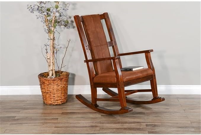 Pemberly Row Set of 2 Farmhouse Mahogany Wood Rocking Chair in Dark Chocolate