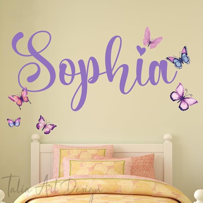 Personalized Wall Sticker with Custom Name,Butterfly Wall Decals for Girls Room and Nursery
