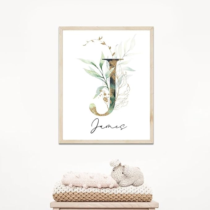 Personalized Eucalyptus Wooden Name Sign, Floral Monogram Nursery Decor, Boho Wildflower Pattern, Baby Gift/16