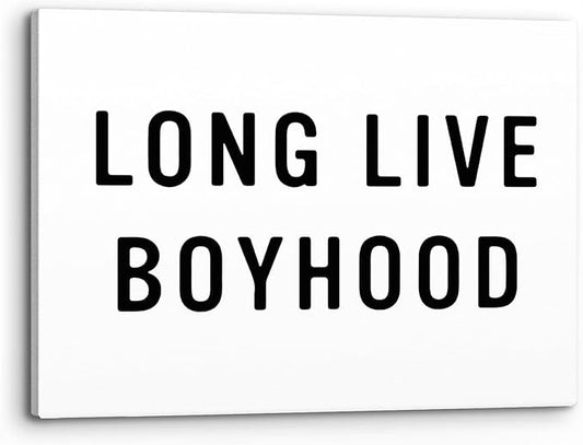 PHAMTE Long-Live-Boyhood Wall Art,Minimalist Black And White Print Framed Canvas Painting Artwork Home Kids Boys Girls Room Bedroom Nursery Play Room Decor(14x11 Inch)