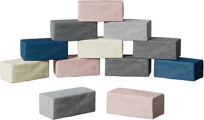 12 PCS Modular Kids Play Block Couch Child Sectional Soft Sofa Toddler Building Fortplay Climbing Bedroom Playroom Baby Convertible Floor Foam Cushion for Boys & Girls (12pcs+Rectangle)