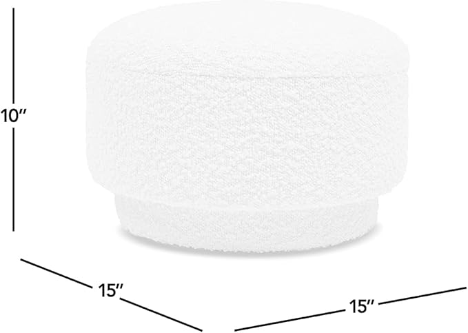 Jennifer Taylor Home Fuji 15" Mushroom Footstool Ottoman, Ivory White Boucle