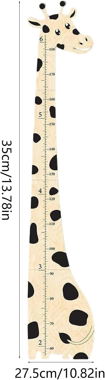 Wooden Giraffe Growth Chart Height Ruler for Wall Decoration Removable Nursery Height Chart for Growth Tracking