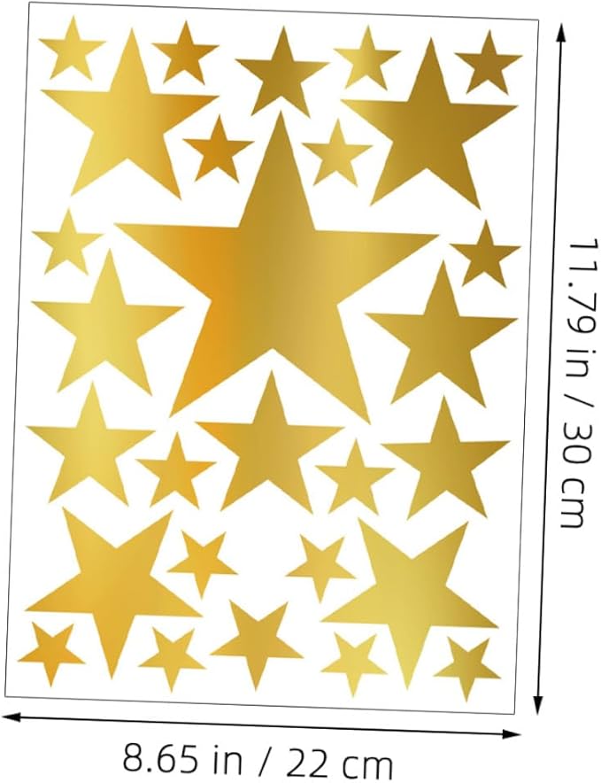 10pcs Gold Foil Star Wall Decals for Bedroom Decor Removable Nursery Stickers Self-Adhesive Star Shape Wall Stickers for Living and DIY Decoration