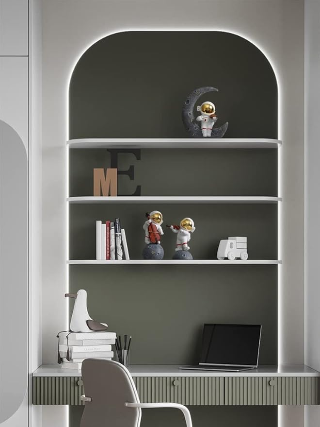 Paimuni Astronaut Figurine Home Decor Resin Spaceman Statue White Gold Gray Sculpture for Desktop Bookshelf Office Living Room