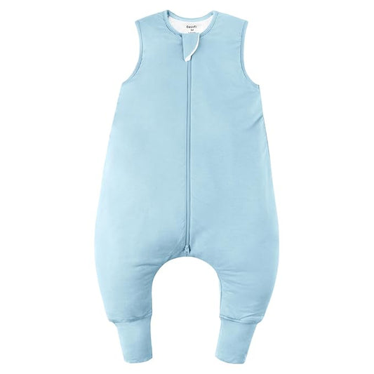 Rayon Made From Bamboo Sleep Sack 6-12 Months 0.5 Tog Ultra Soft Summer Toddler Sleep Sack with Feet 2-Way Zipper Lightweight Baby Sleeping Bag with Legs Thin Baby Wearable Blanket-Blue