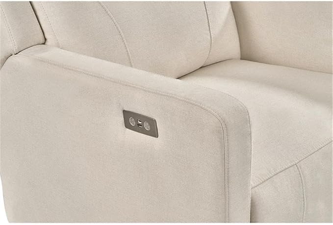 Pemberly Row Premium Fabric Glider Power Recliner Nursery Rocking Chair for Living Room, Kids Room, Rocker Swivel Recliner with USB Port in Cream