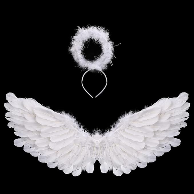 Angel Wings and Halo White Adult Angel Wings for Kids Party Children's Boys Girls Christmas
