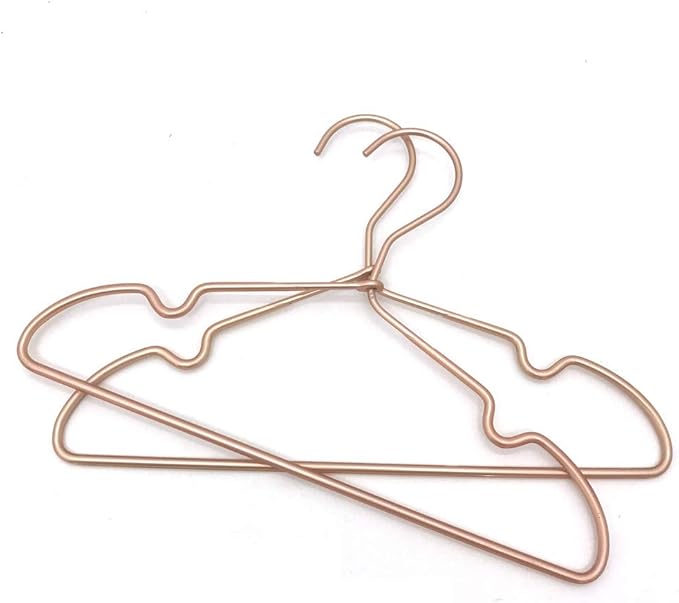 New Born Clothes Hangers Non Slip 12.5“ Rose Gold Copper Wire Children Coat Suit Metal Hanger, 60 Pack Baby Closet Dividers for Nursery Pants Display Organizer for Infant Clothing