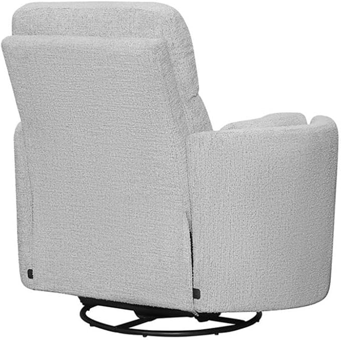 Pemberly Row Manual Swivel Glider Recliner Chair in Angora Linen (Set of 2) with USB Charging Ports and 2 Comfort Pillows for Living Room