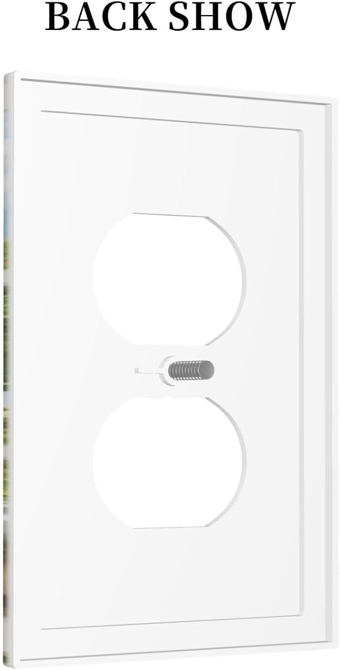 Mediterranean Greece Scene Flowers 1 Gang Duplex Outlet Covers Light Switch Cover Decorative Electrical Switchplate Italian Town from Another Window Faceplate for Bathroom Bedroom Home Decor